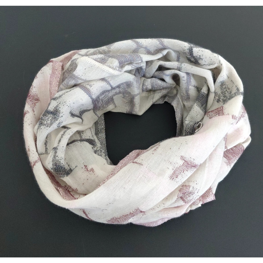 J. Jill Pure Jill Cotton Cream Gray Pink Geometric Confetti Infinity Scarf Chic